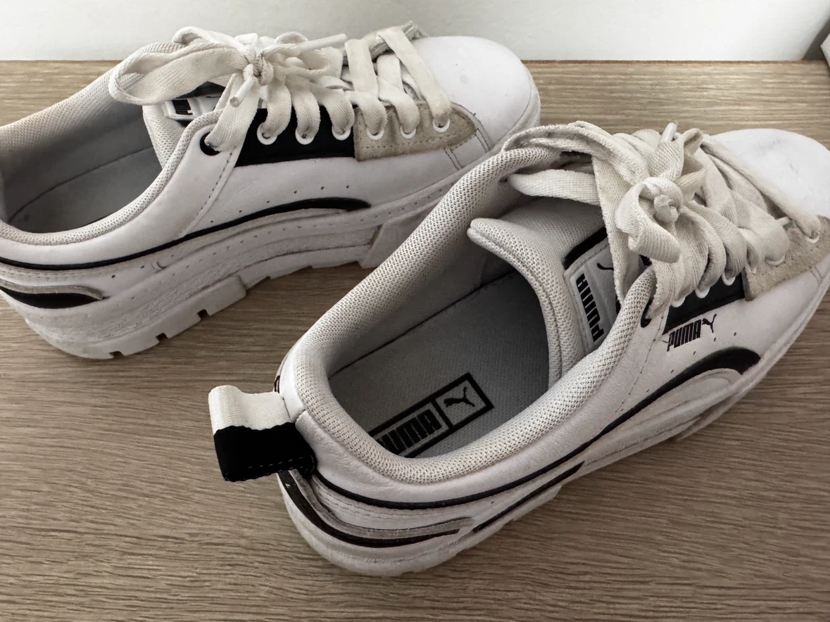 Puma White and Black Platform Sneakers
