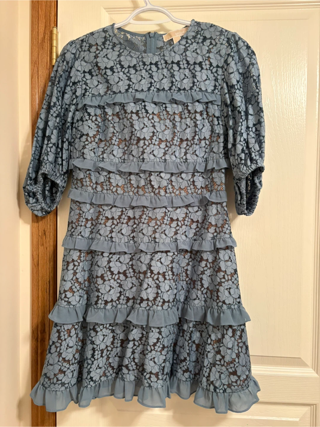 Michael Kors blue lace ruffle dress