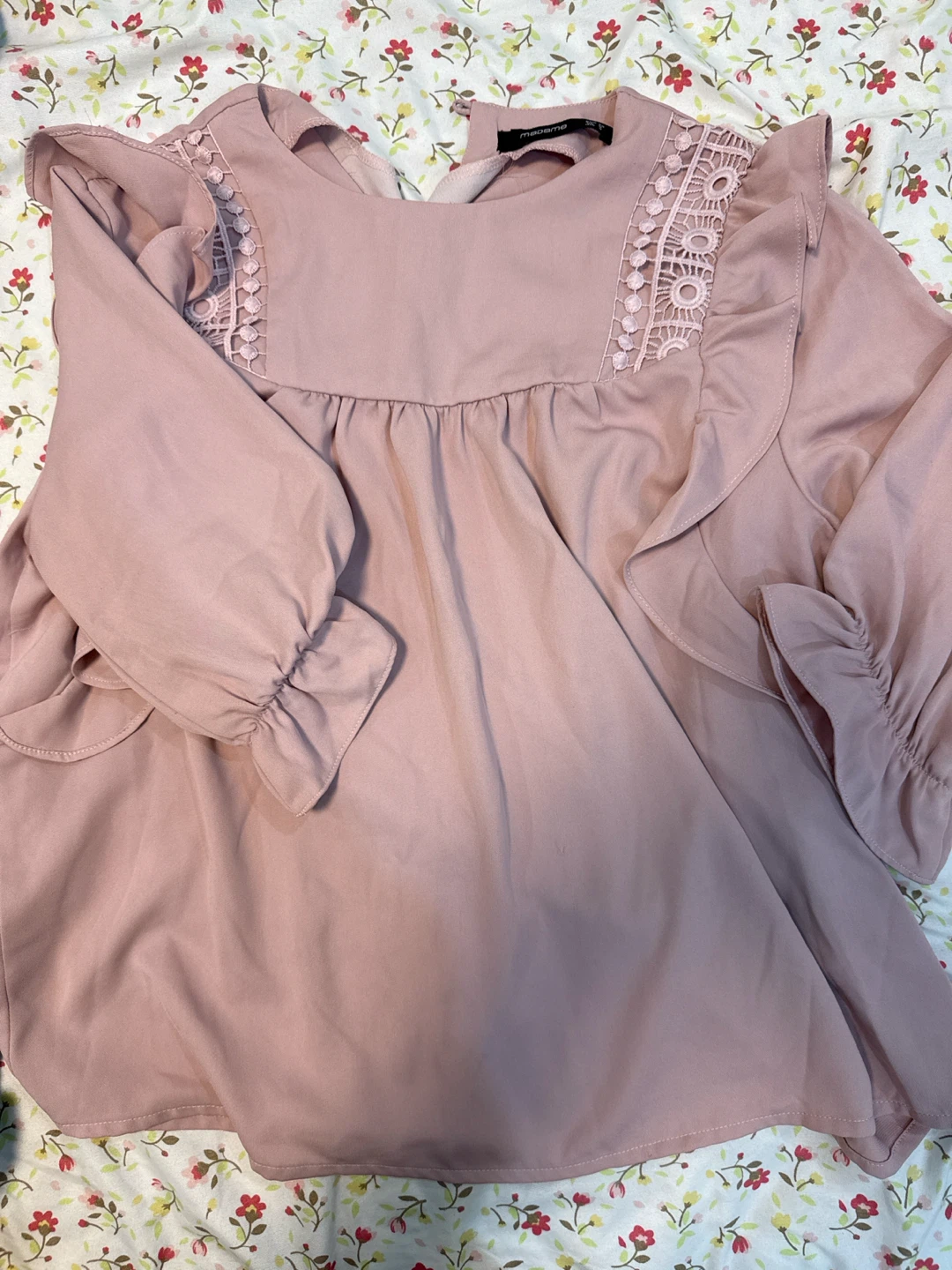 dusty pink ruffle top
