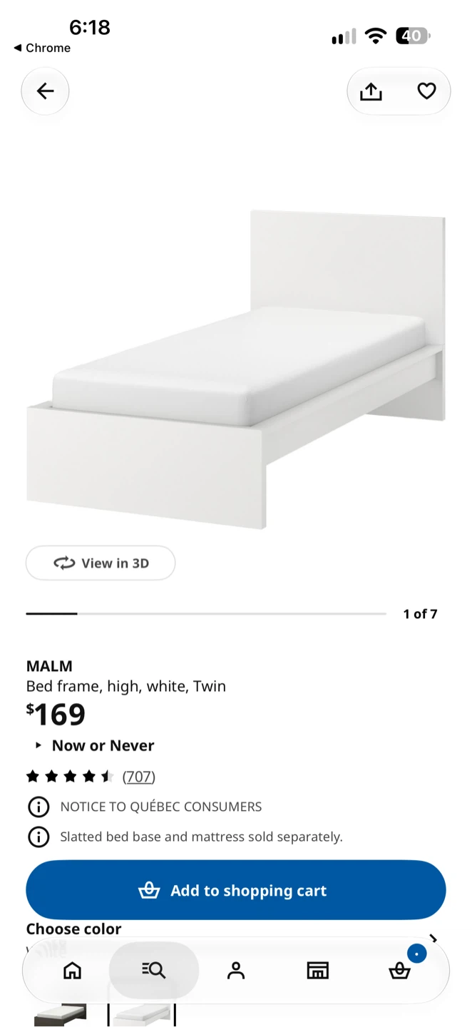 IKEA MALM Twin Bed Frame White