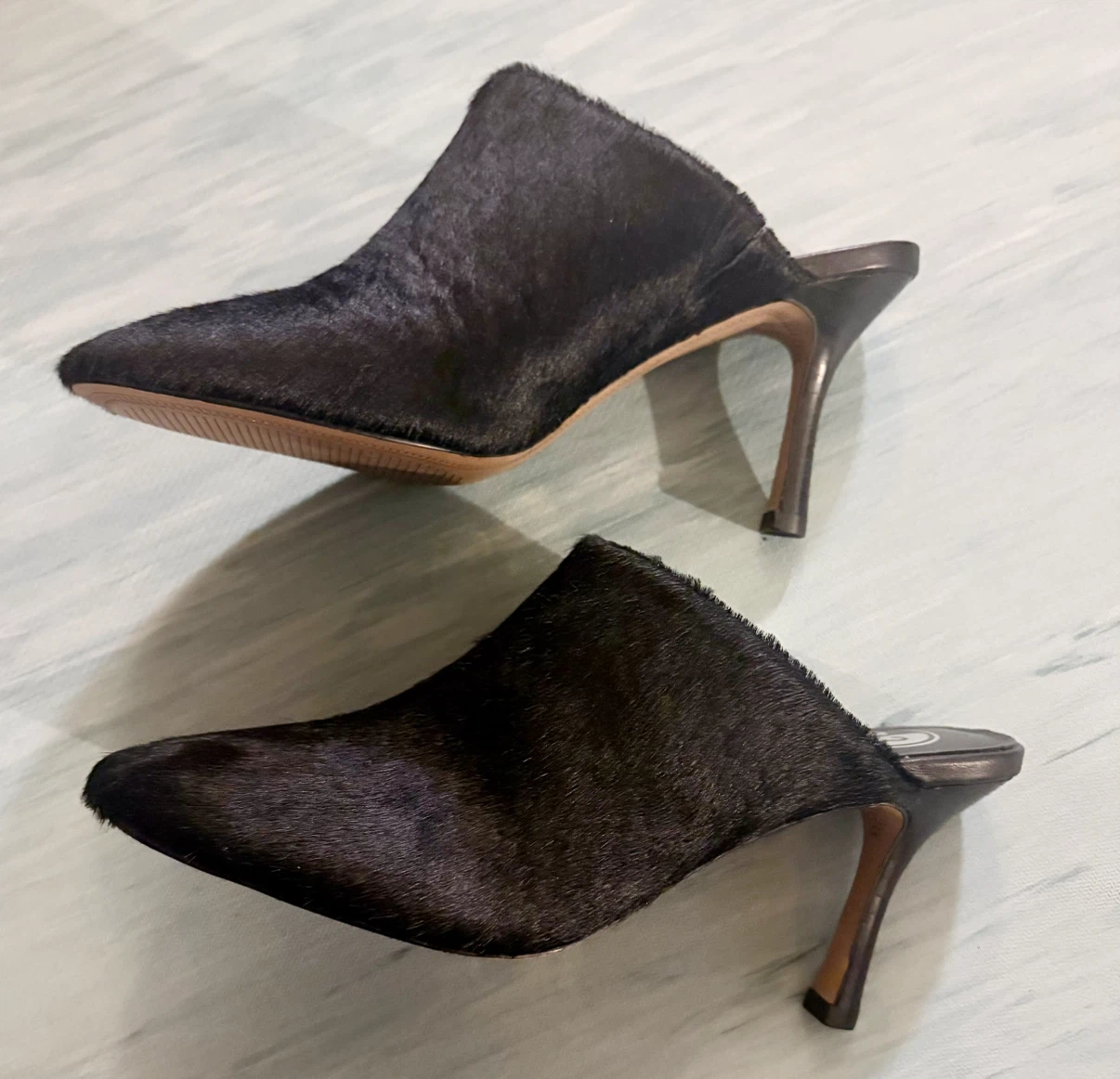 B2 Copenhagen Mule Black Pony Fur Heels - photo 4