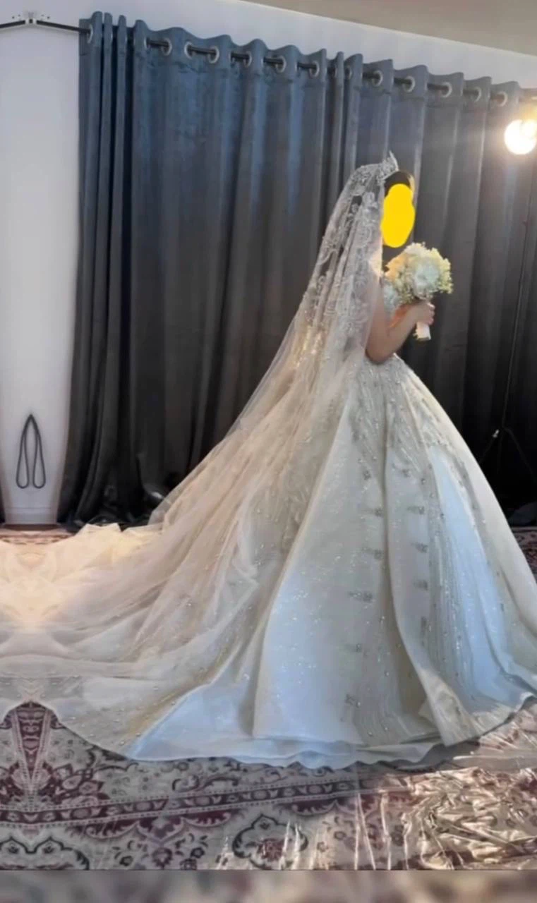 Embroidered White Ball Gown Wedding Dress