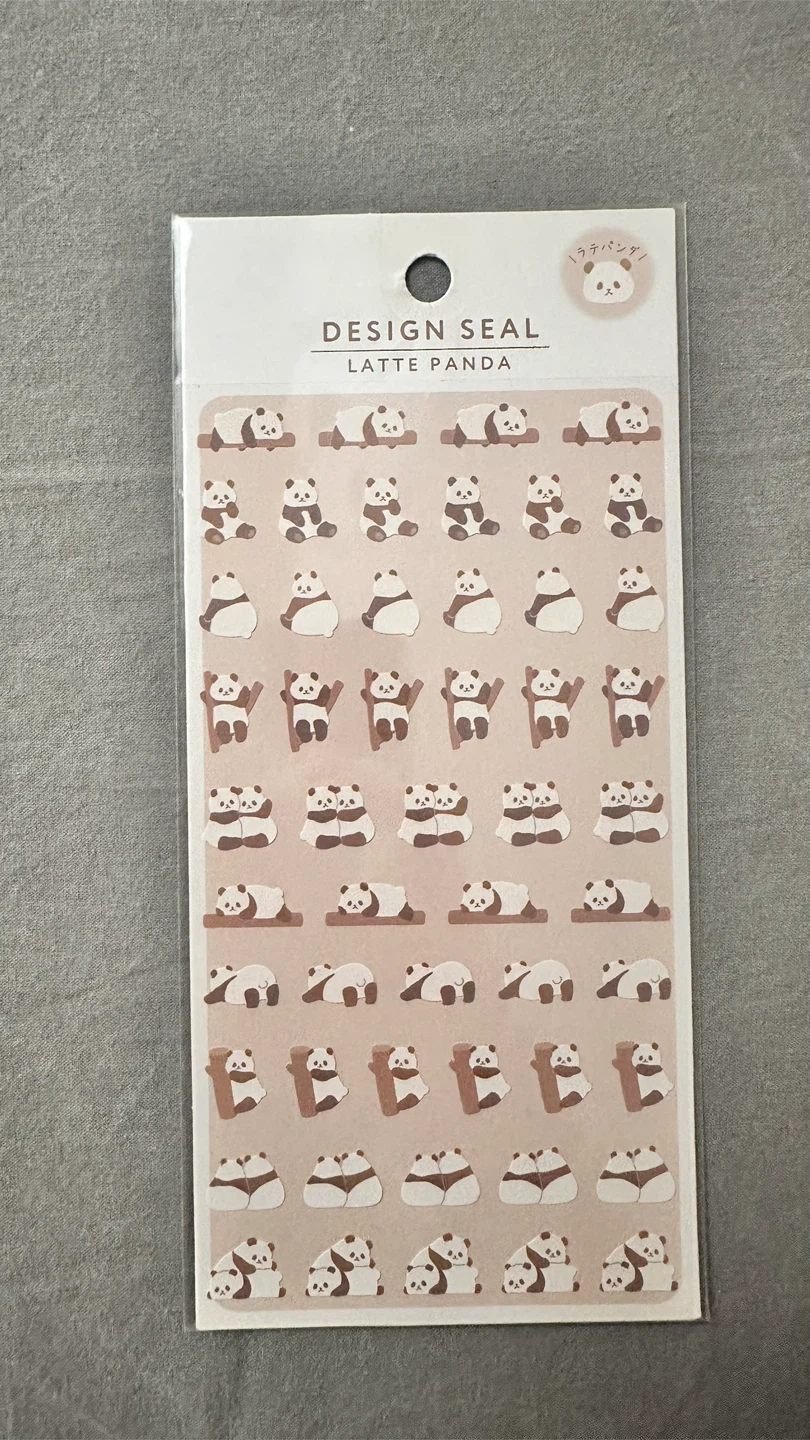 Cute Latte Panda Design Seal Stickers