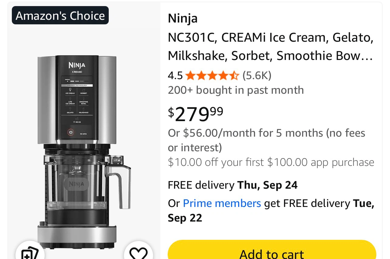 BRAND NEW Ninja CREAMi NC301C Ice Cream Maker