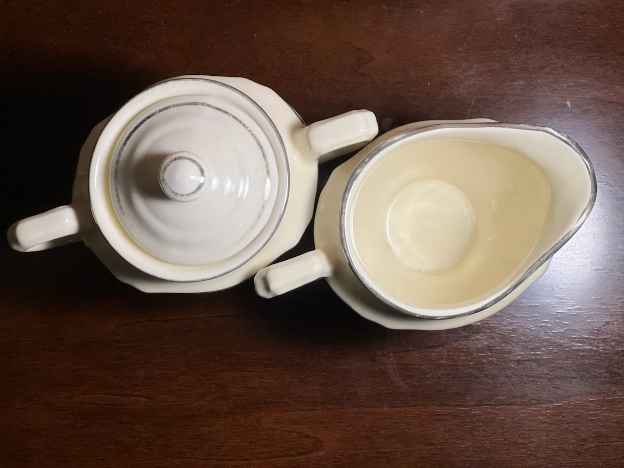 Vintage Art Deco Floral Ceramic Sugar Bowl & Creamer Set 🏈 - photo 3