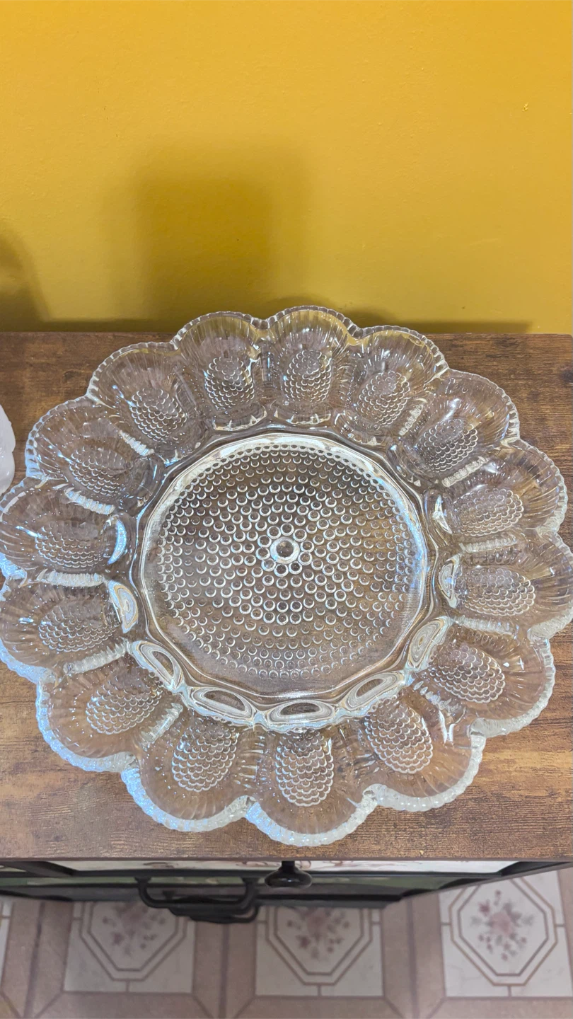 Vintage Clear Glass Egg Platter
