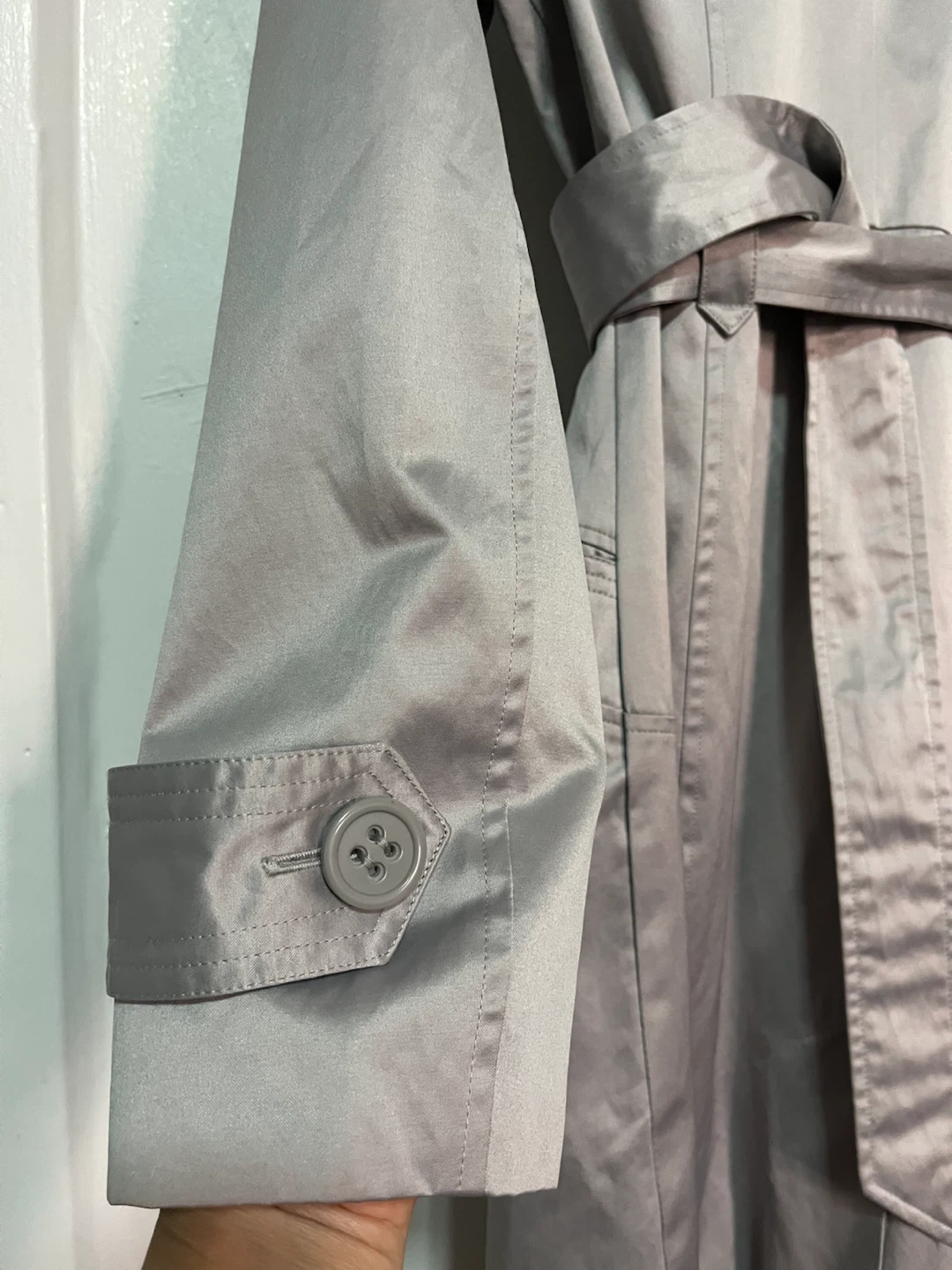 bebe Light Gray Double-Breasted Trench  Coat 🏈 - photo 3