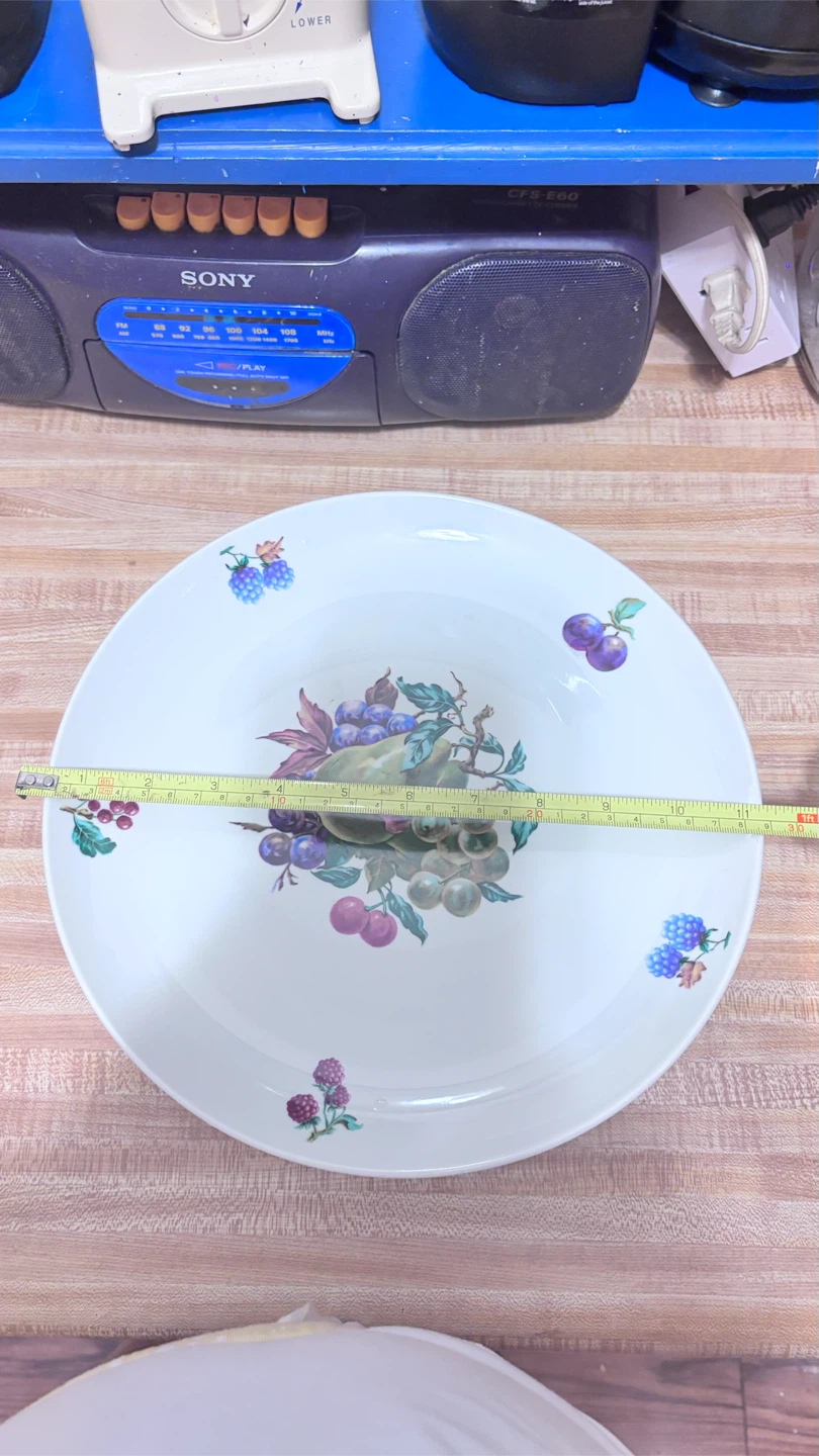 🏈 Fruit Pattern Ceramic Pedestal Serving Plate - photo 2