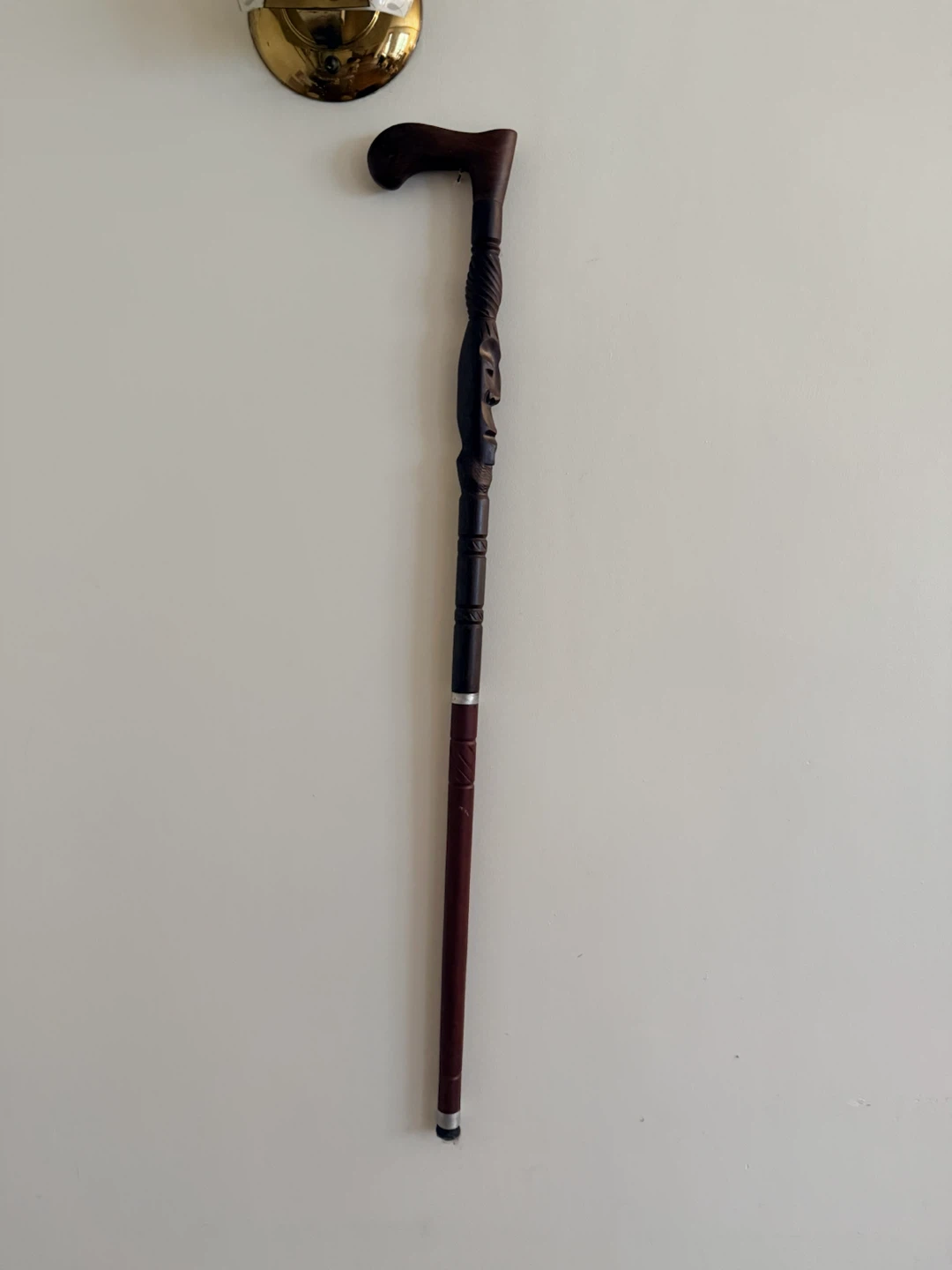 Hand-Carved Solid Wood Walking Stick – 35”