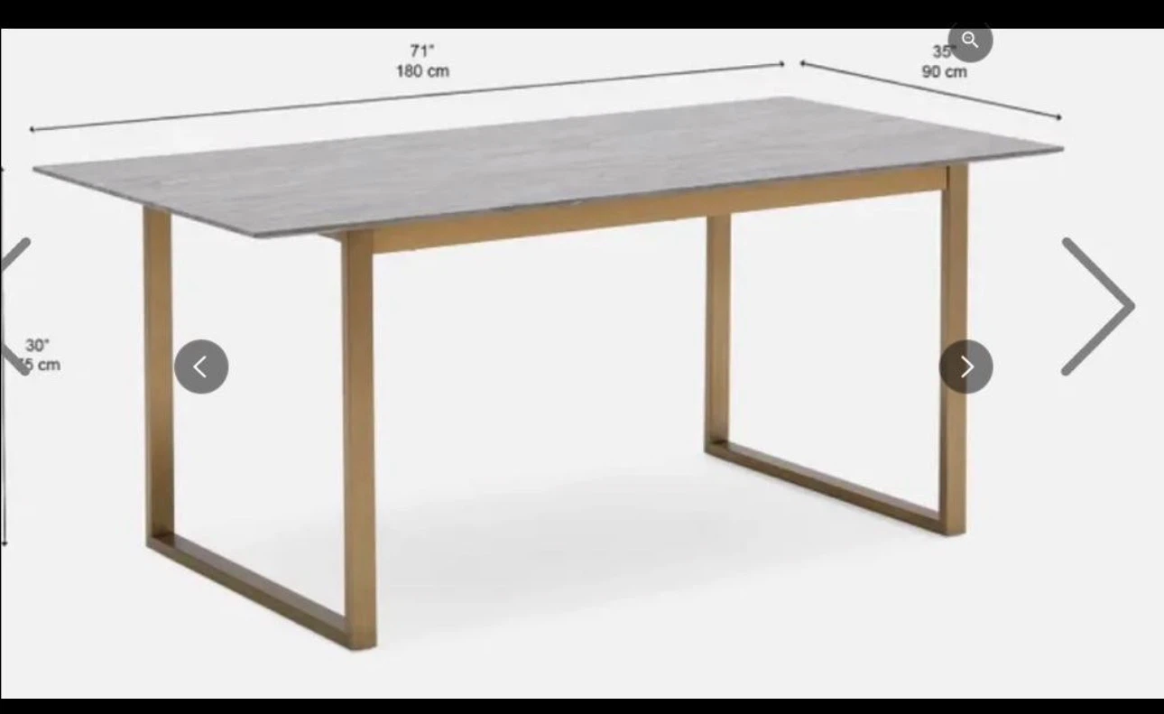 Modern Faux Marble Dining Table with Gold Legs - photo 2