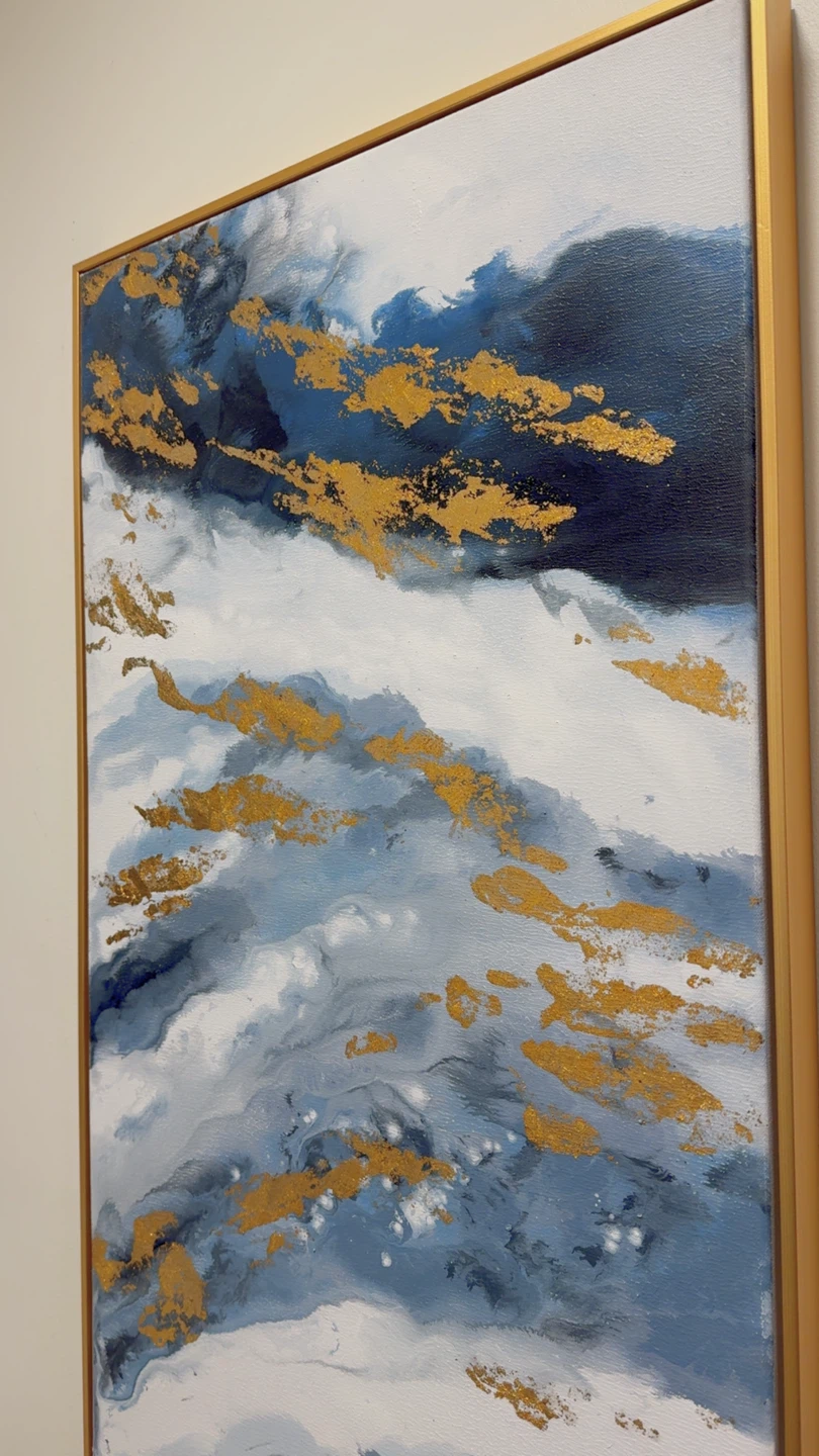 Abstract Wall Art with Gold Accents