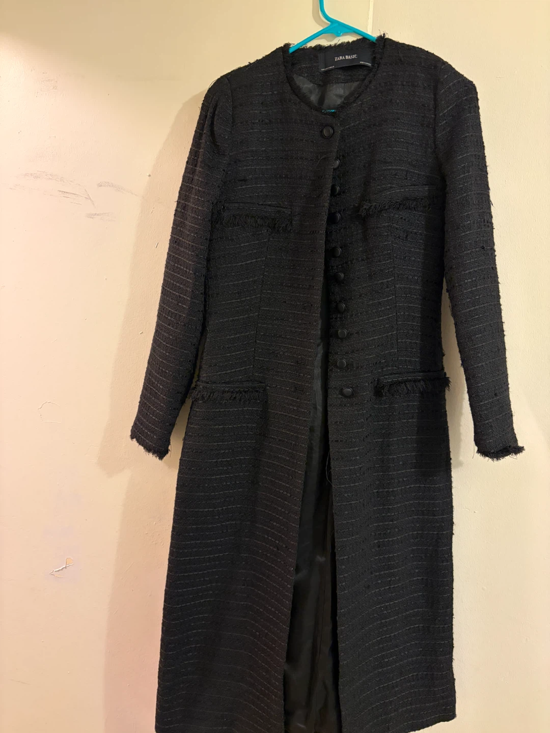 Zara Basic Black Tweed Coat - photo 3