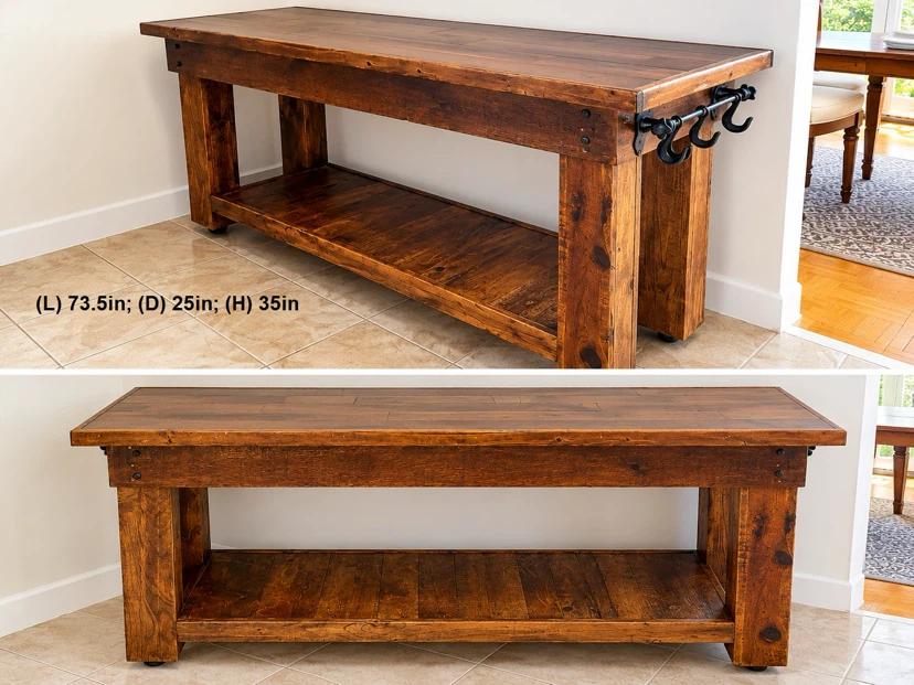 Custom Mennonite-made Rustic Farmhouse Workbench