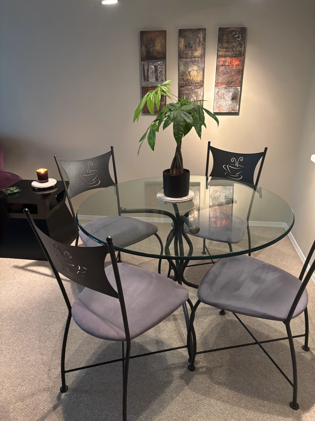 Glass Top Bistro Table with 4 Chairs