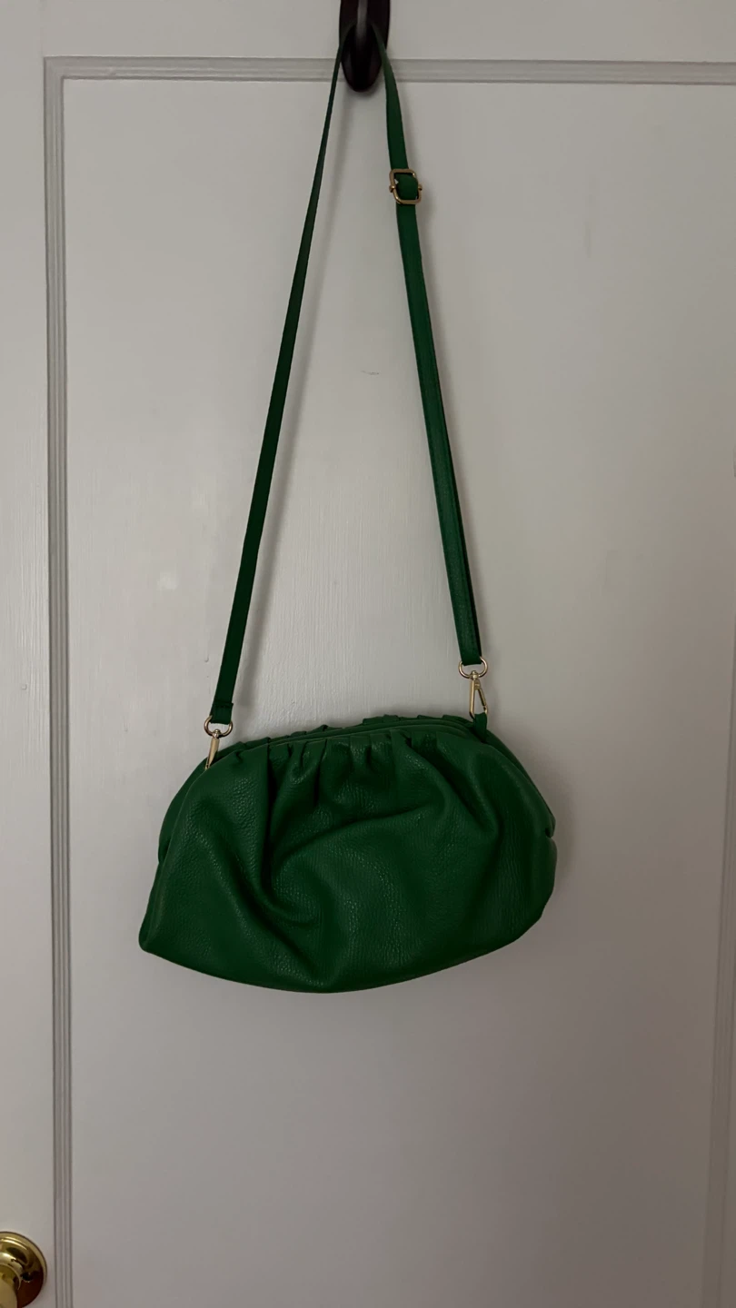 Green Ruched Leather Crossbody Bag