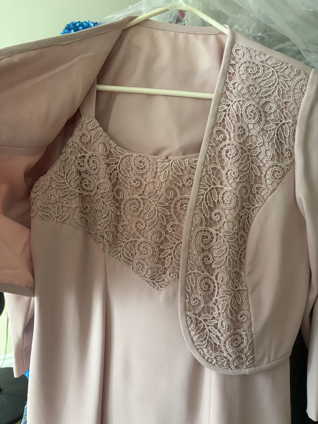 Pink Lace Overlay Dress with Matching Jacket - photo 5
