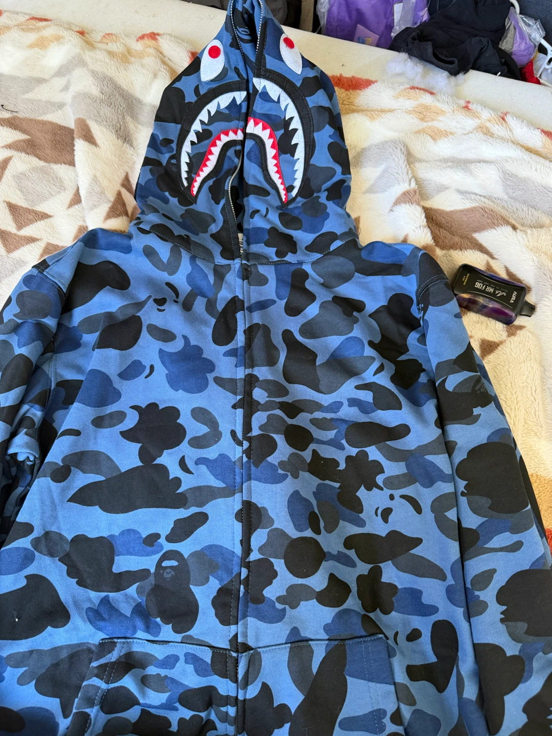 BAPE Blue Camo Shark Full Zip Hoodie