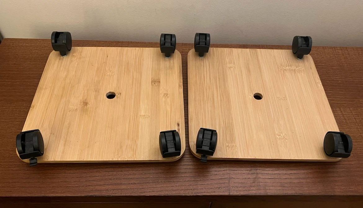 🏈 Set of 2 Natural Bamboo Rolling Plant Caddy with Wheels - photo 4