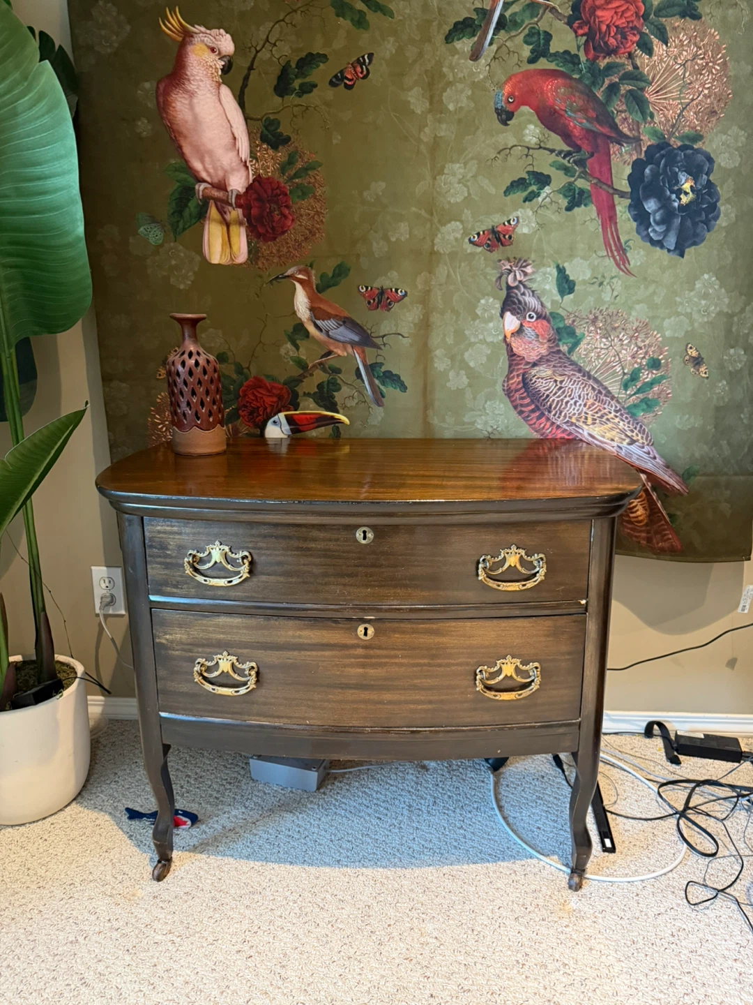 Antique vintage  Dark Wood Two-Drawer Chest - photo 3