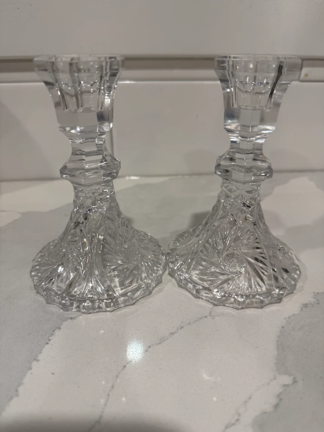 Set of Two Pinewheel Glass Candlesticks - photo 2