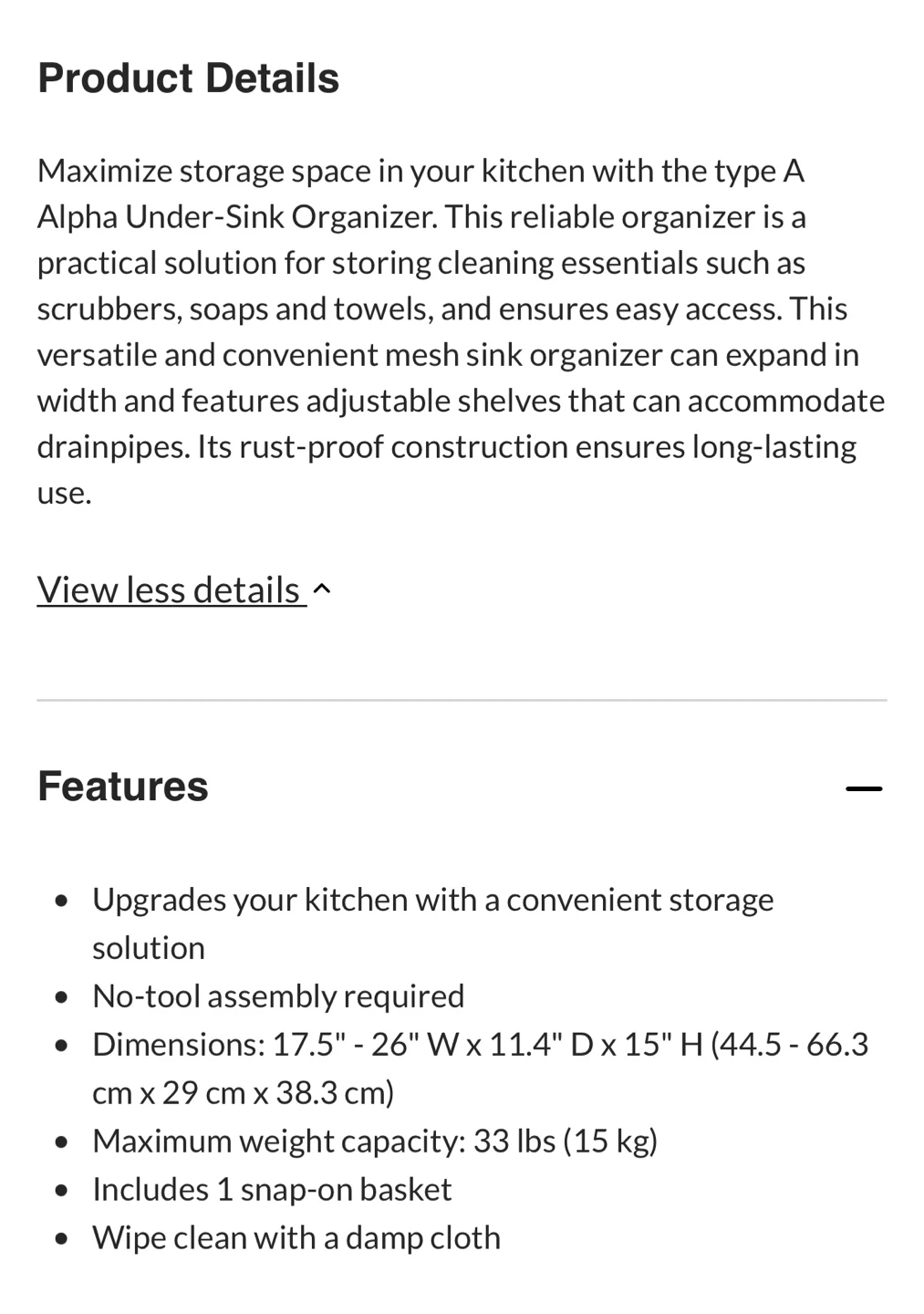 Type A Alpha Expandable Under-Sink Organizer - photo 3