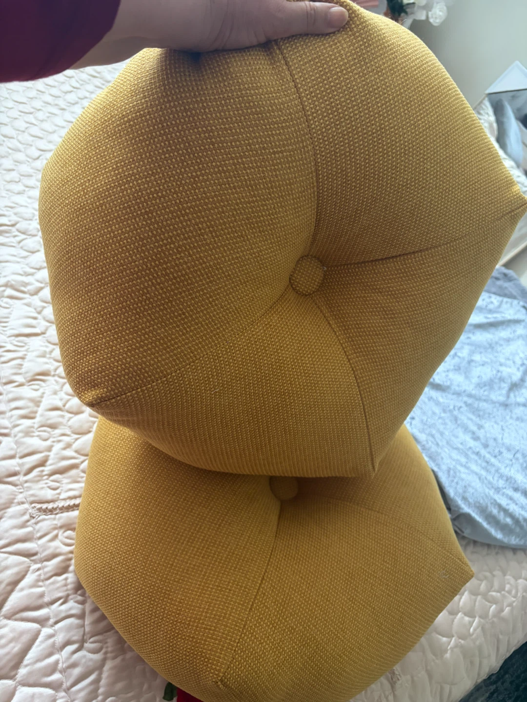 Two Mustard Yellow Decorative Cushions - photo 3