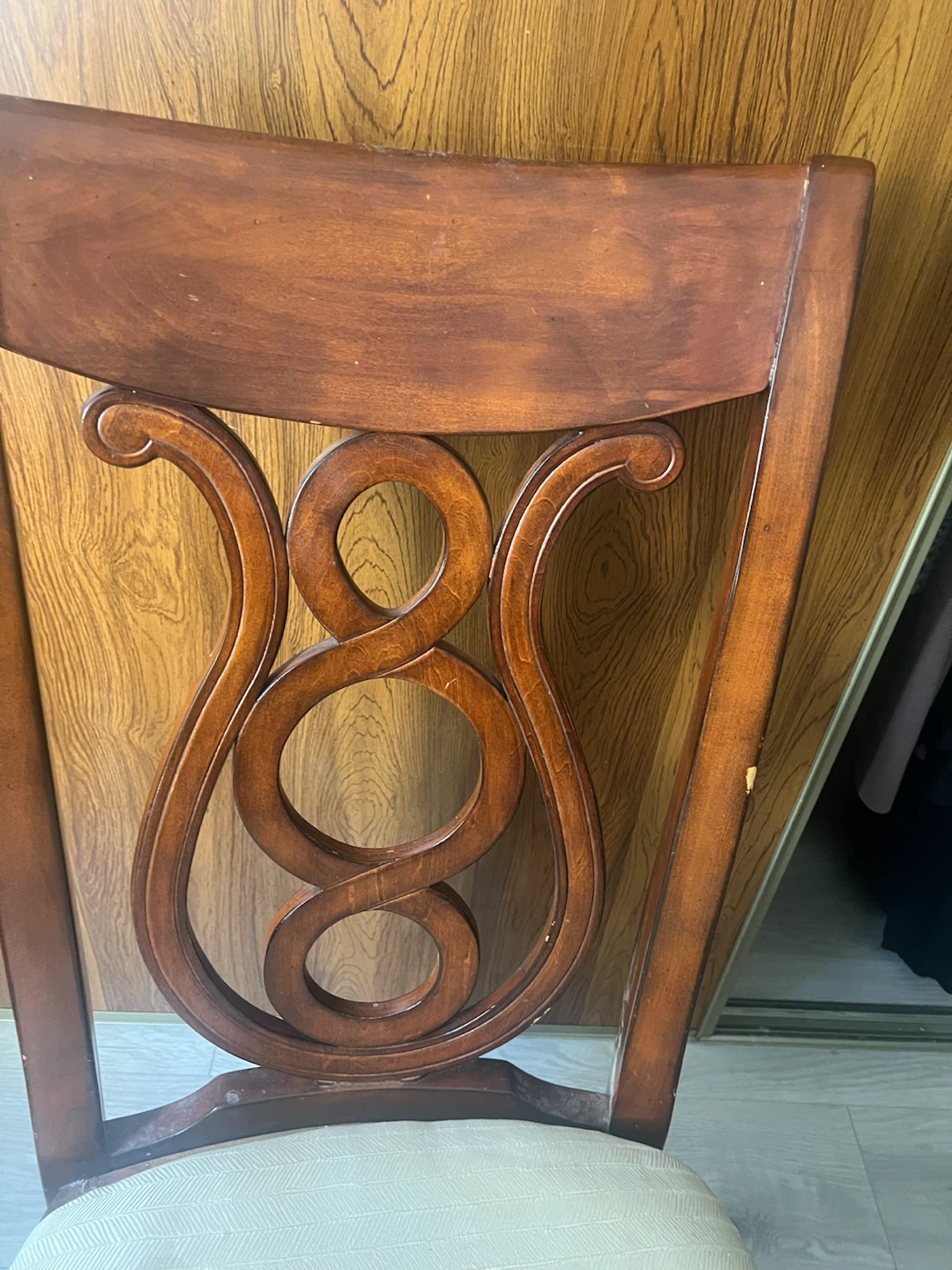 1 Wooden Dining Chair with Cream Fabric Seat - photo 3