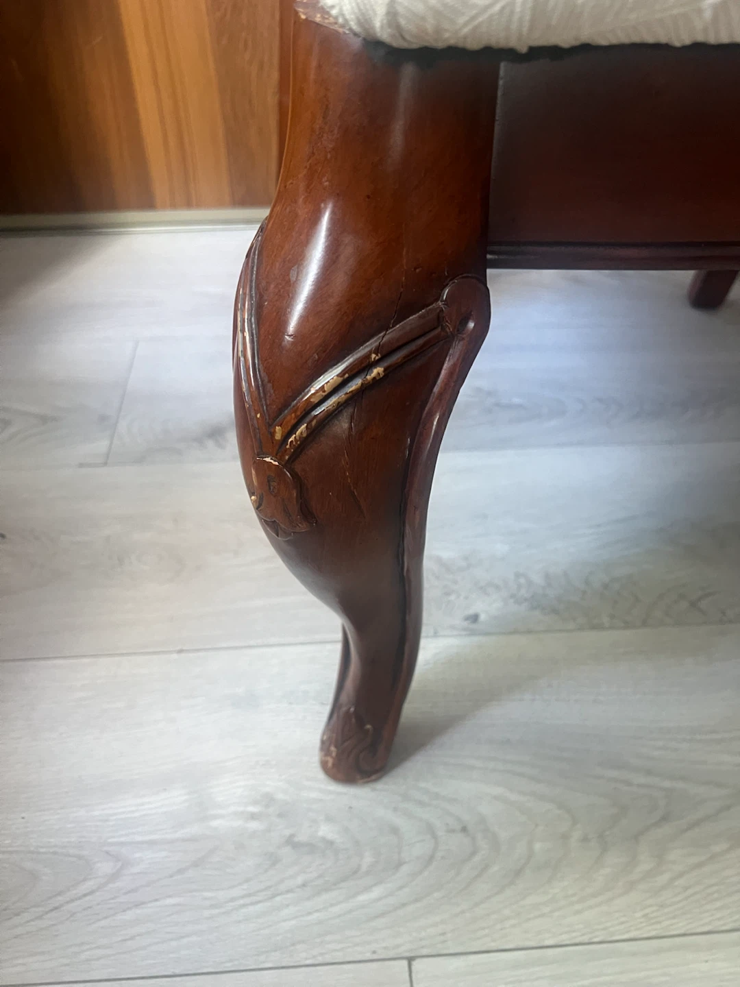 1 Wooden Dining Chair with Cream Fabric Seat - photo 4