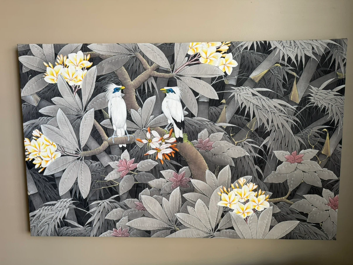 Large Bird and Floral Canvas Wall Art - photo 2