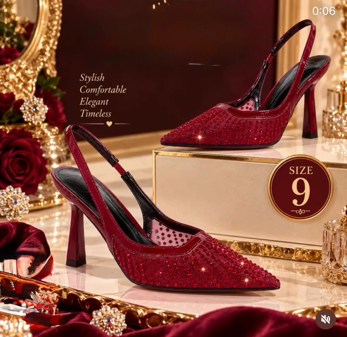 Red Rhinestone Slingback Heels