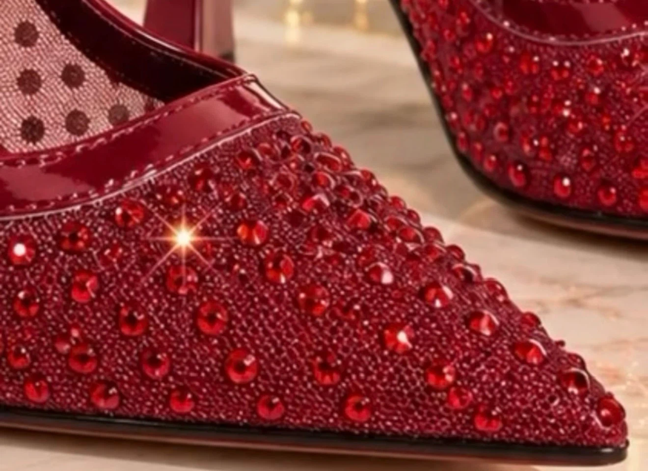 Red Rhinestone Slingback Heels - photo 2