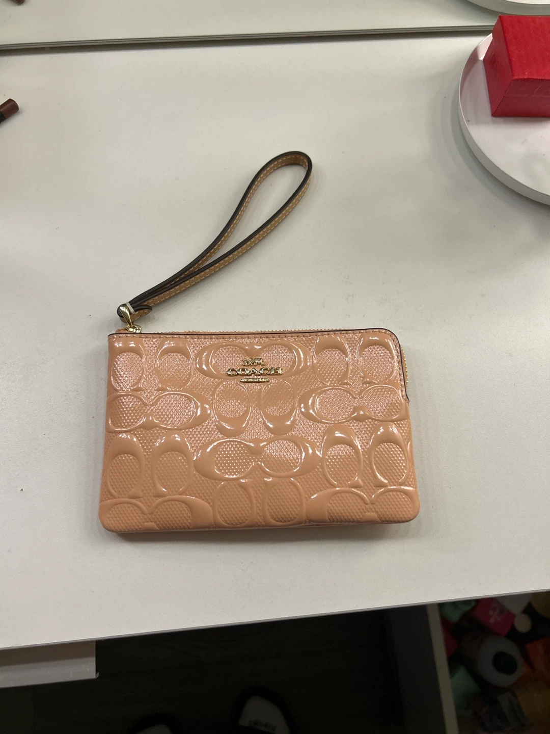 Coach Signature Patent Leather Wristlet 🏈