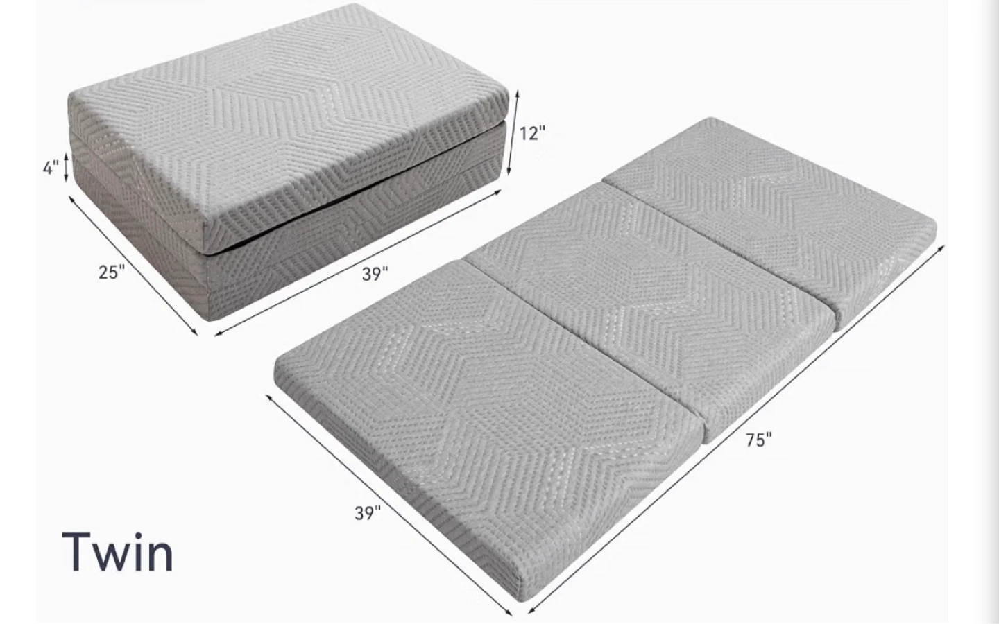 Twin Tri-Fold Memory Foam Mattress - photo 3