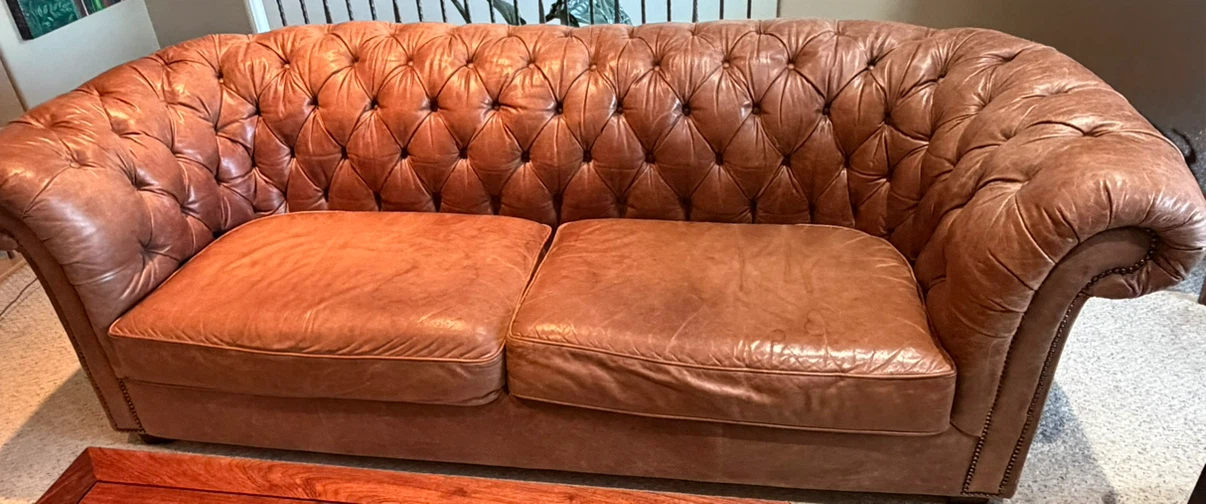 Beautiful Brown Tufted Leather Chesterfield Sofa couch - photo 2