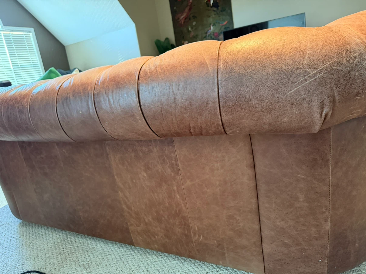 Beautiful Brown Tufted Leather Chesterfield Sofa couch - photo 3