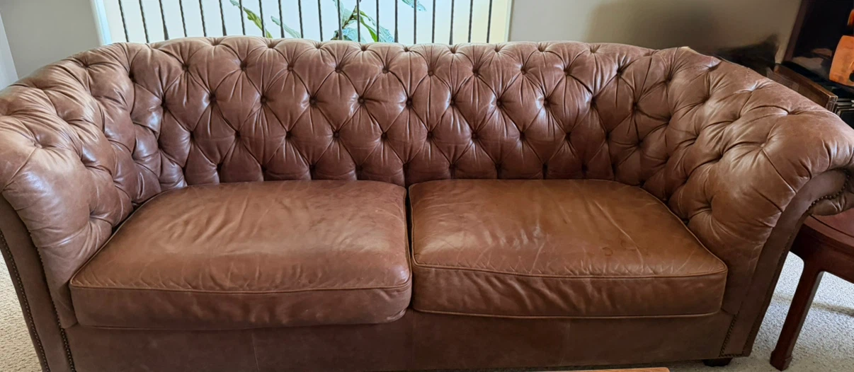 Beautiful Brown Tufted Leather Chesterfield Sofa couch - photo 4