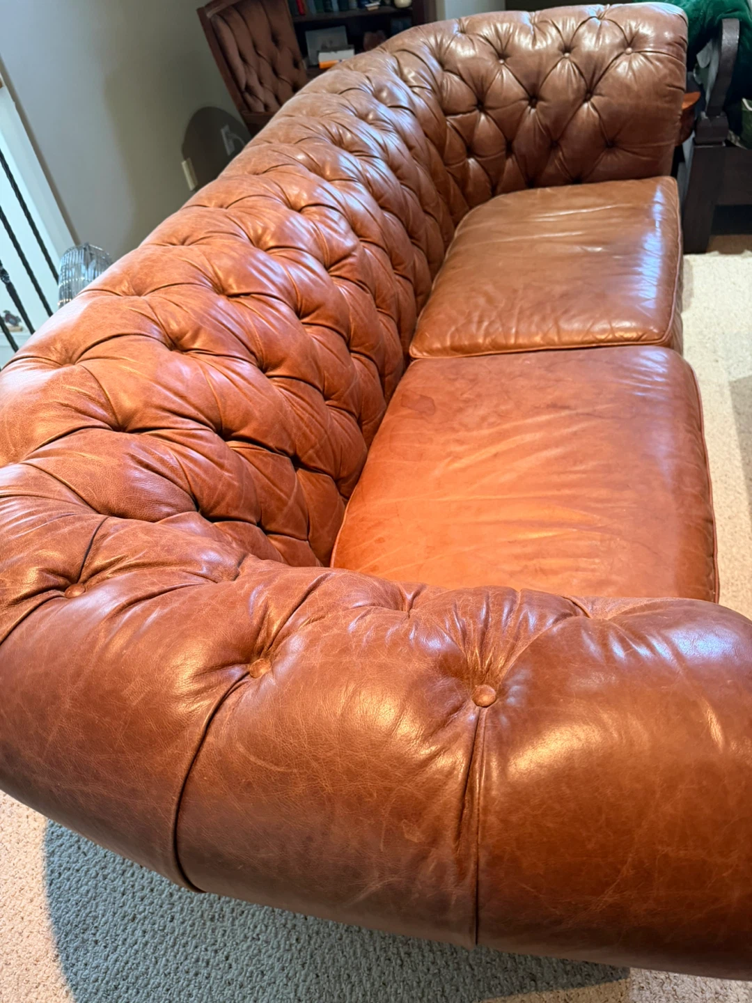 Beautiful Brown Tufted Leather Chesterfield Sofa couch - photo 5