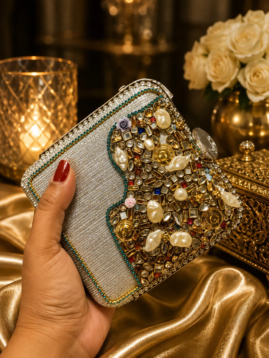 Embellished Box Clutch