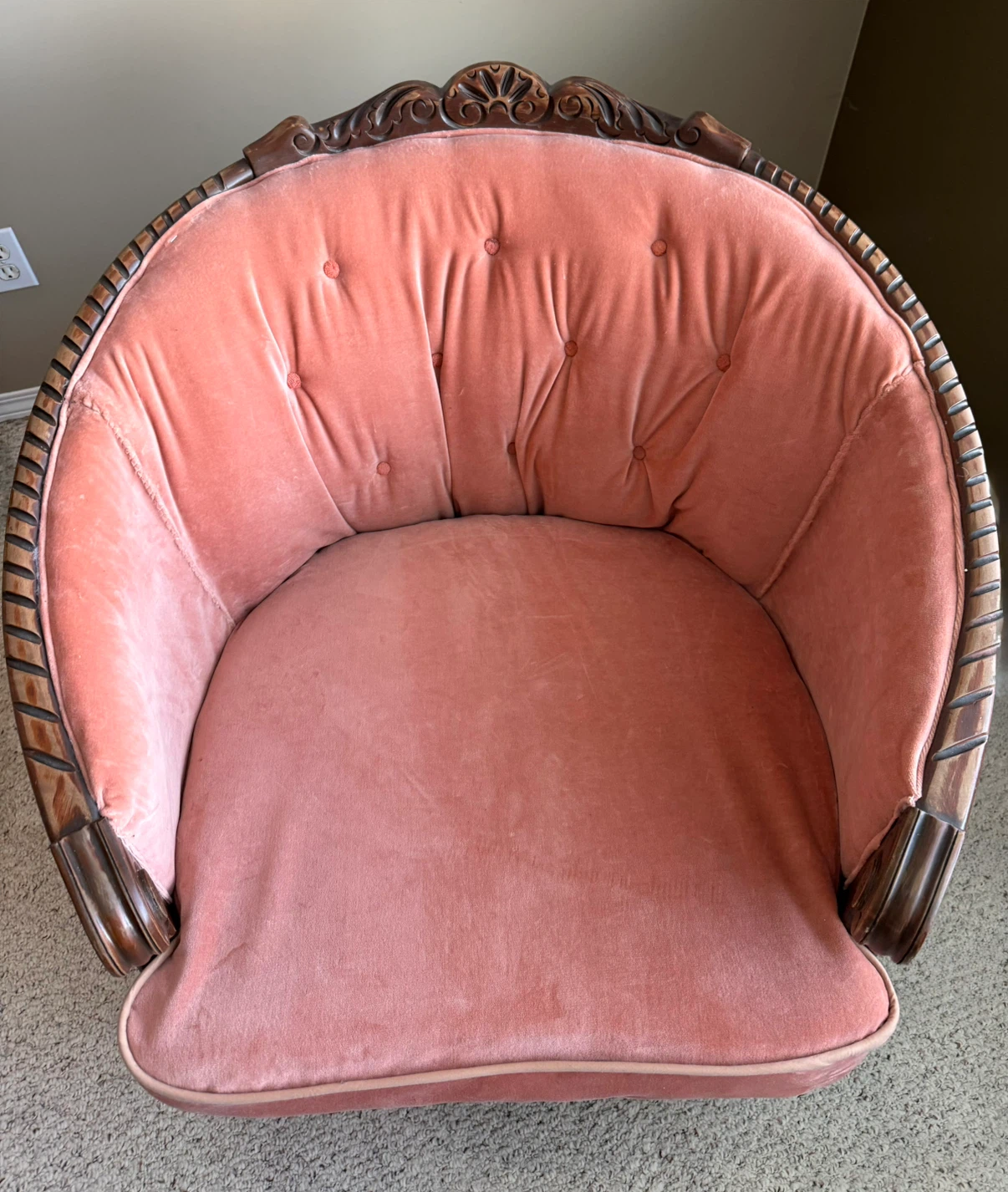 Deconstructed Vintage Pink Velvet Accent Chair - photo 4