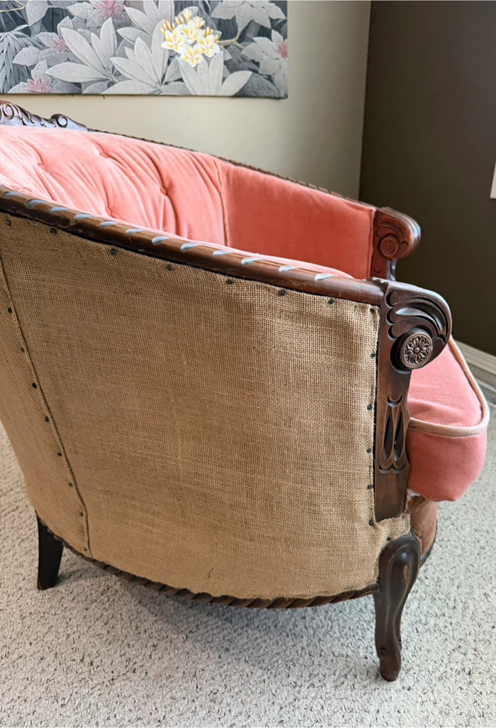 Deconstructed Vintage Pink Velvet Accent Chair - photo 5