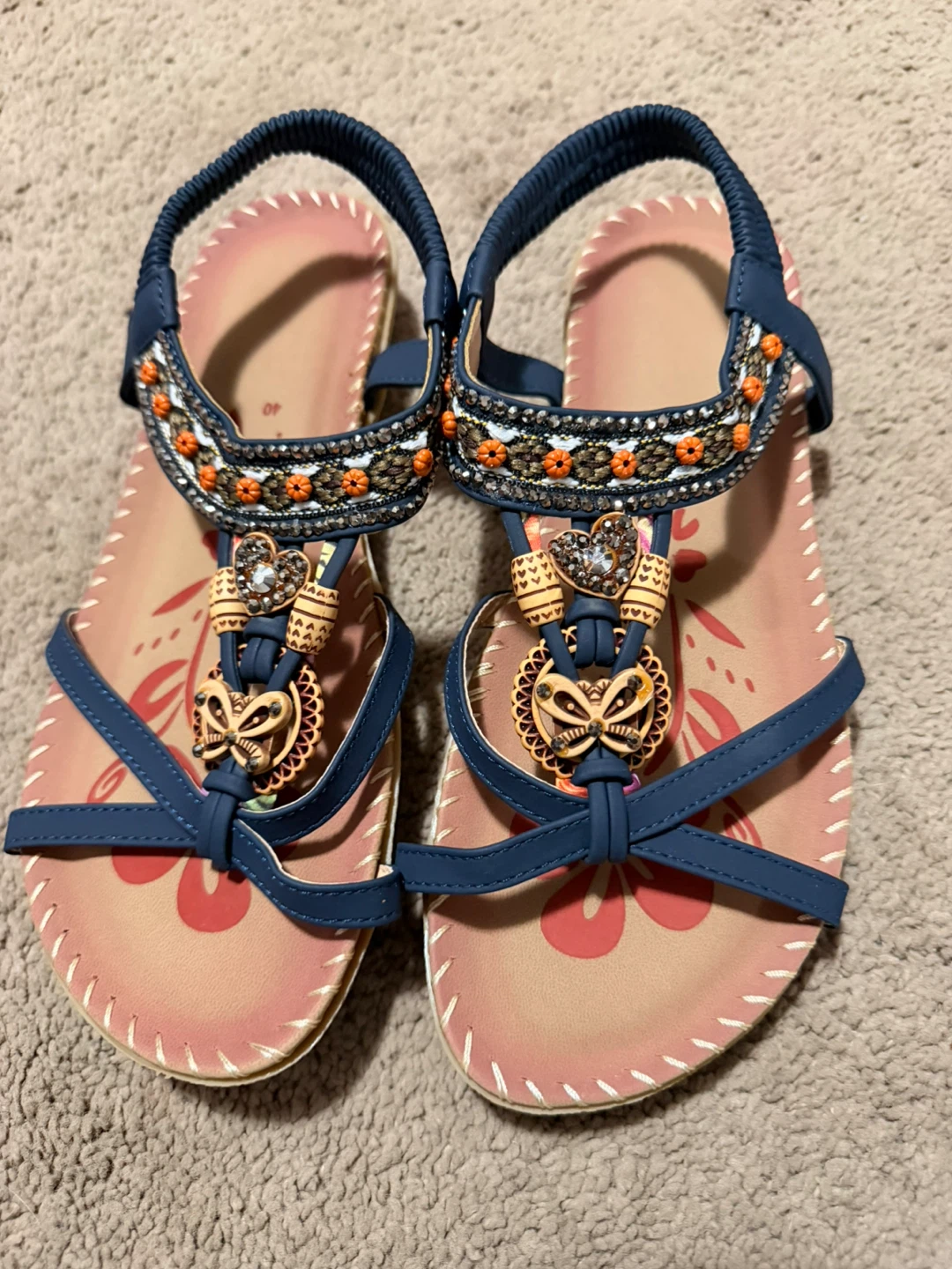 Embellished Navy Blue Sandals size 9