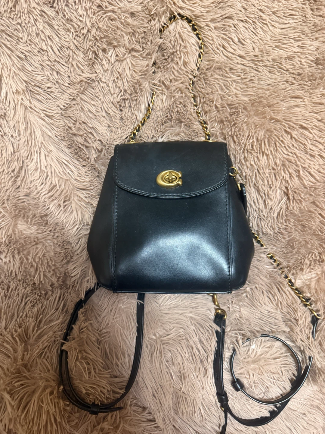 Coach Black Leather Mini Backpack 🏈