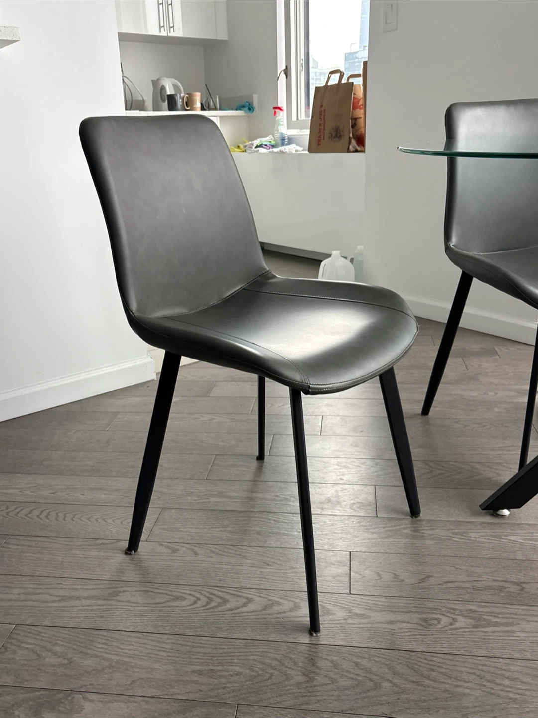Dining table set 4 chairs, round glass table - photo 4