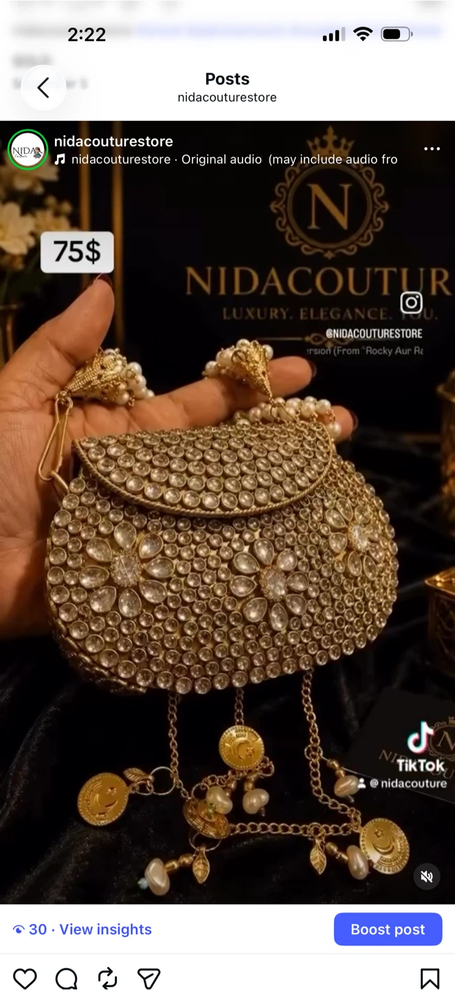 Kundan mini hand made clutch gold