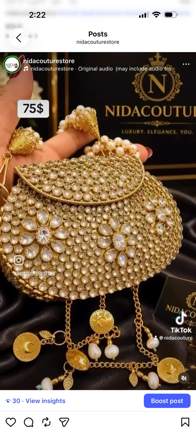 Kundan mini hand made clutch gold - photo 2