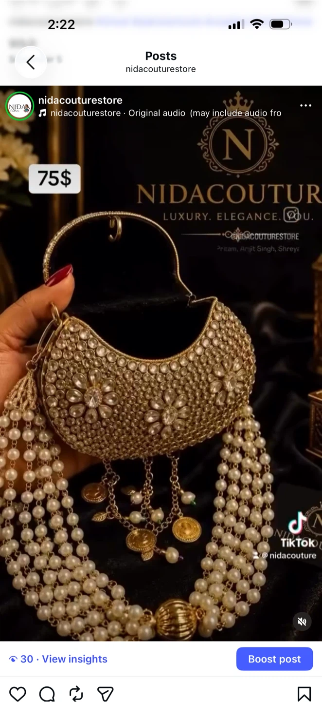 Kundan mini hand made clutch gold - photo 3