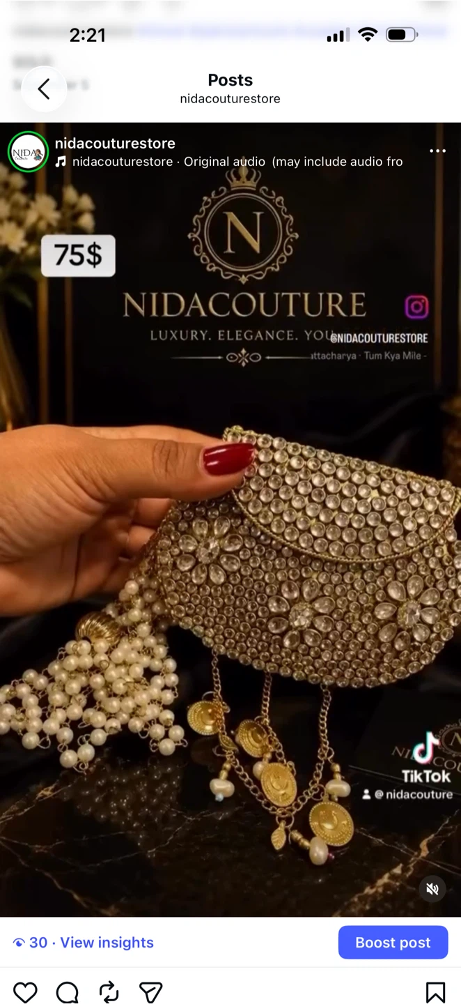 Kundan mini hand made clutch gold - photo 4