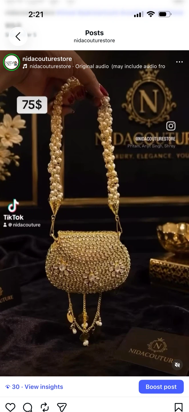 Kundan mini hand made clutch gold - photo 5