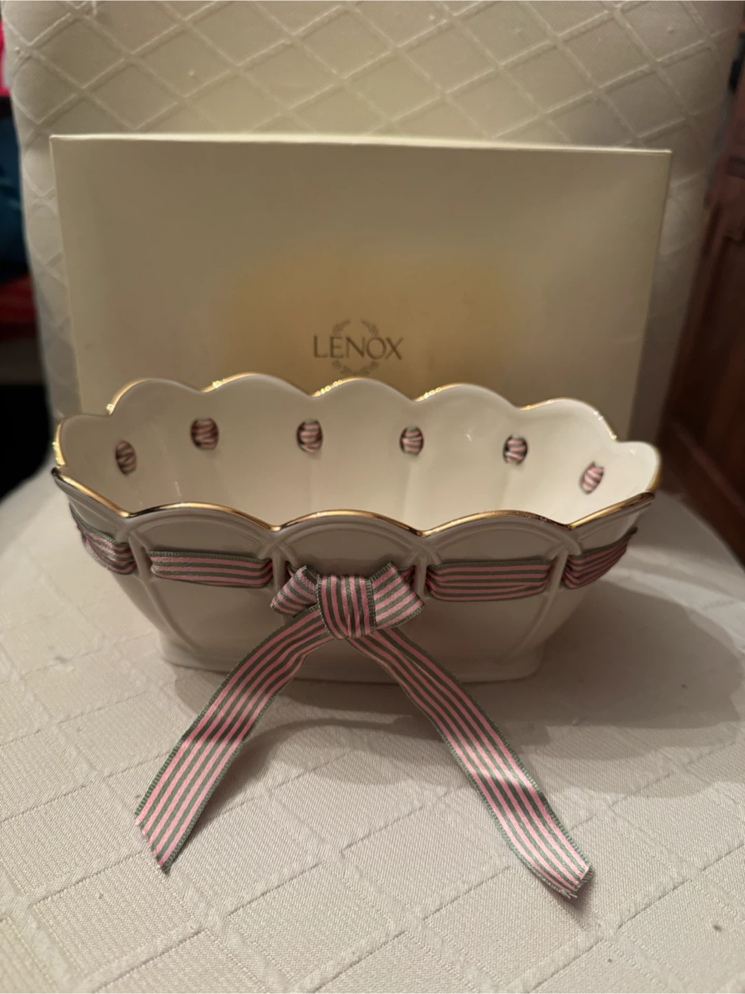 Lenox Porcelain Basket with Ribbon