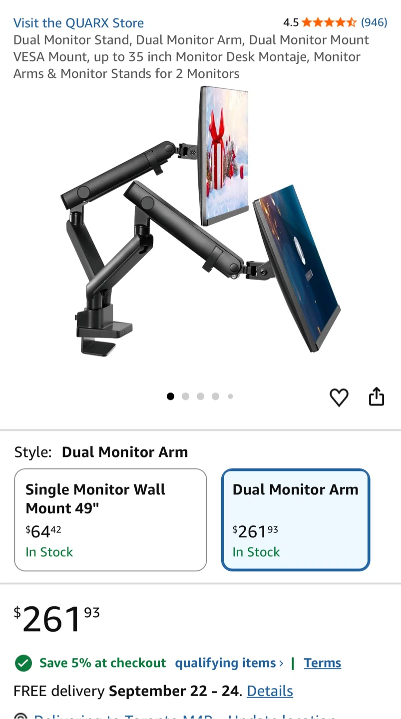 (OBO) Moving Sale - Heavy duty Dual Monitor Arms - non drill